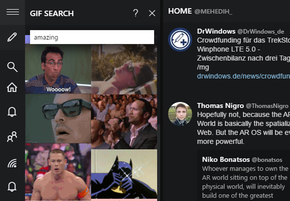 GIF features for TWeeten